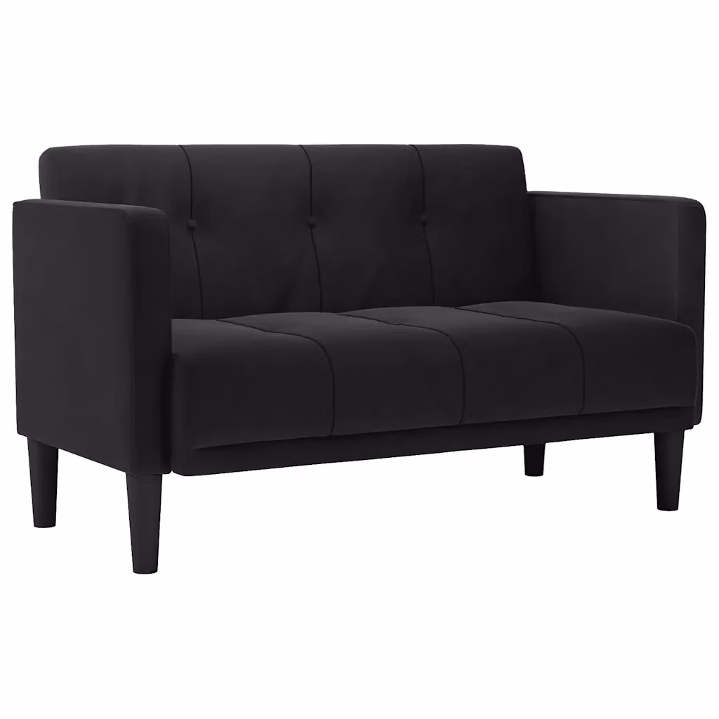 Divanetto moderno vidaXL in velluto nero, L: 111 cm, P: 67 cm, H: 74,5 cm – 2