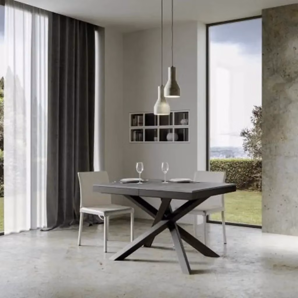 Tavolo allungabile Itamoby Volantis Evolution colore cemento con telaio e gambe antracite L: 120-380 cm, P: 90 cm – 2