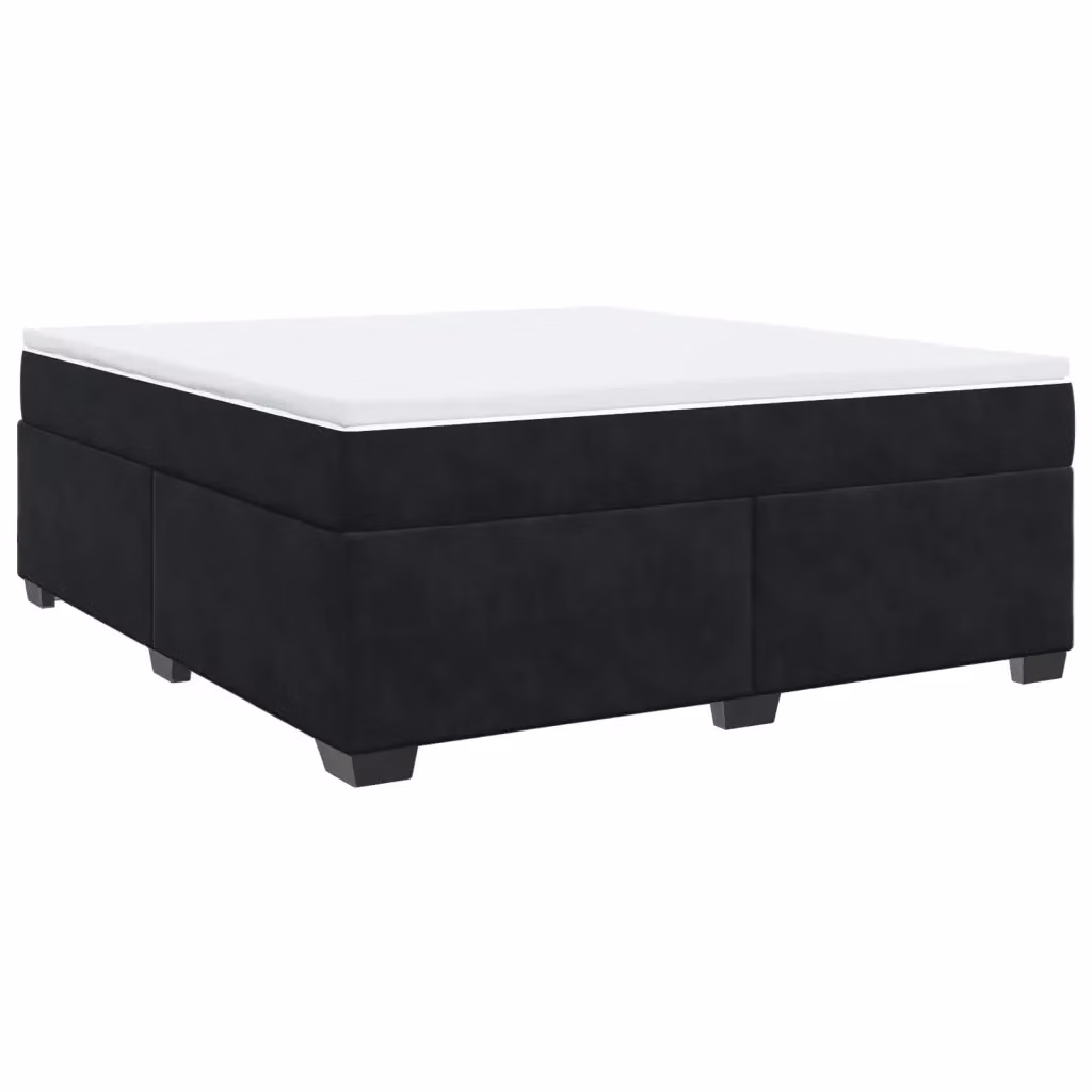 Letto con Giroletto a Molle e Materasso Ibrido vidaXL in Velluto Nero e Bianco L/P: 180 x 200 cm – 2