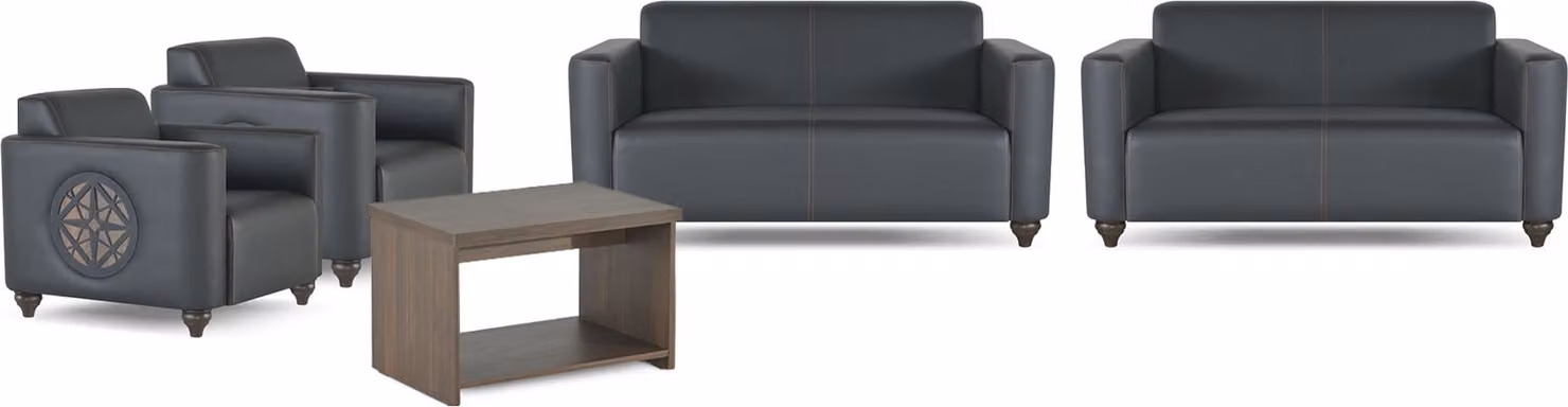 Edle Schwarze Büromöbel Edler Arbeitszimmer Dreisitzer Couchtisch Sessel