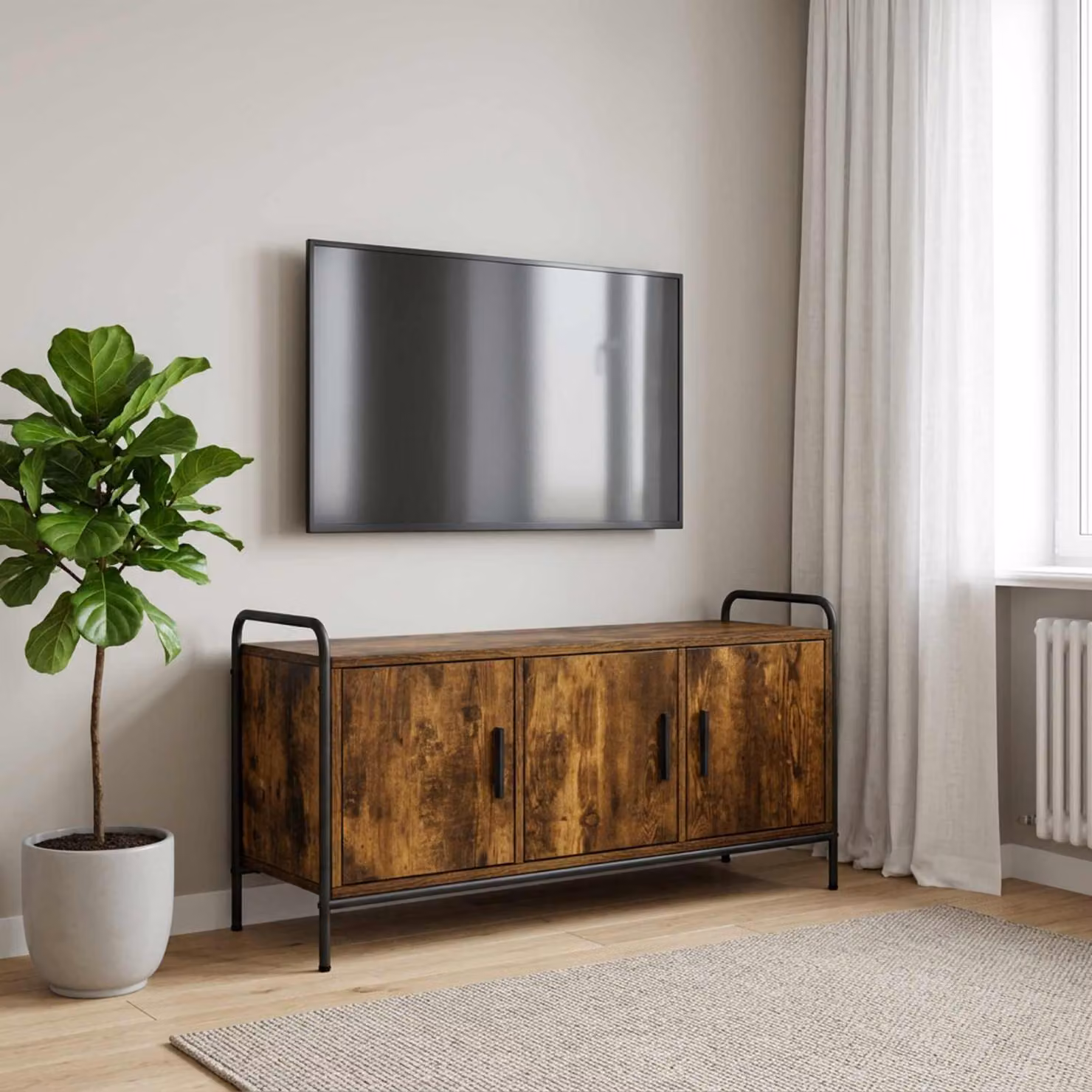 Mobile TV vidaXL moderno in legno ingegnerizzato e metallo, colore marrone, L 79,5 cm x P 33 cm x H 50 cm