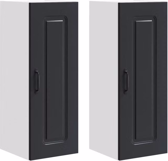 Set di 2 pensili moderni HELLOSHOP26 per cucina o soggiorno in legno composito nero L/P/H: 30 x 31 x 80 cm
