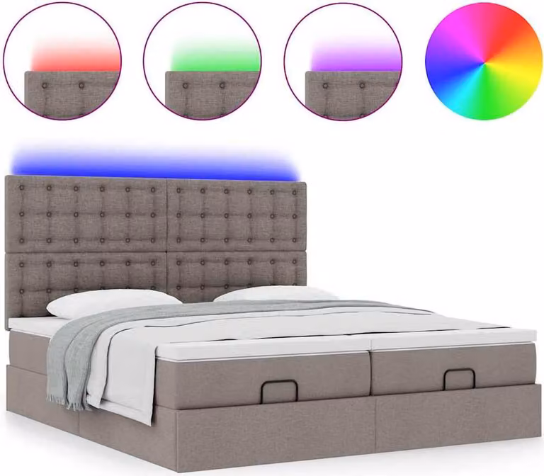 Struttura Letto Pouf con Materassi Tortora 180x200cm in Tessuto