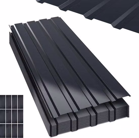 Piastrelle trapezoidali grigio antracite - set di 12 pezzi - 115 x 45 cm - per la serra da giardino