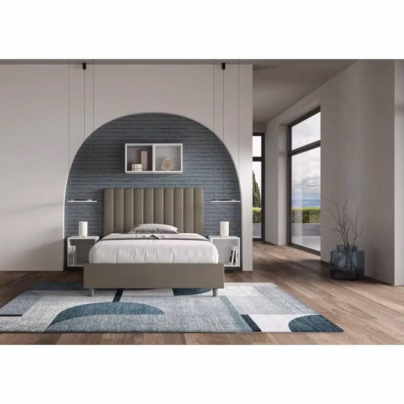 Letto imbottito Agueda Ityhome in similpelle beige L: 122 cm, P: 220 cm, H: 145 cm – 2