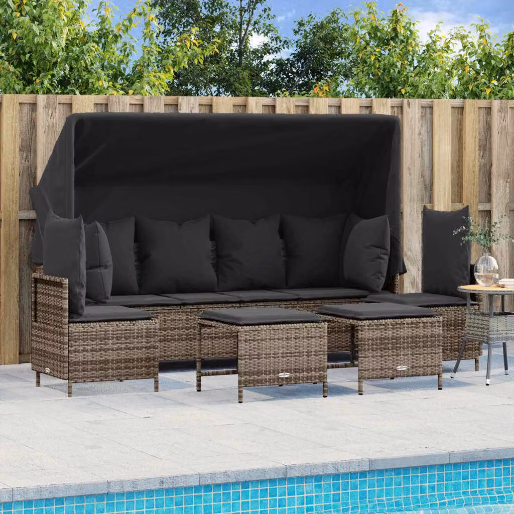Maison Exclusive - Set Divano da Giardino 5 pz con Cuscini Grigio in Polyrattan