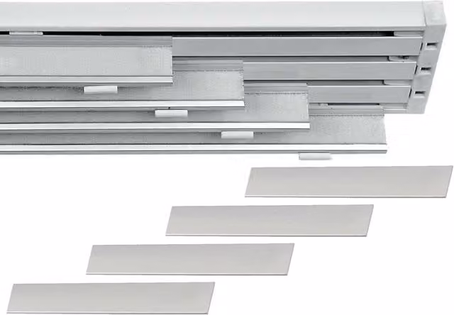 Binario per tende a pannello TENDEEVOLUTION con comando manuale a 4 vie, montaggio a soffitto, colore bianco o argento
