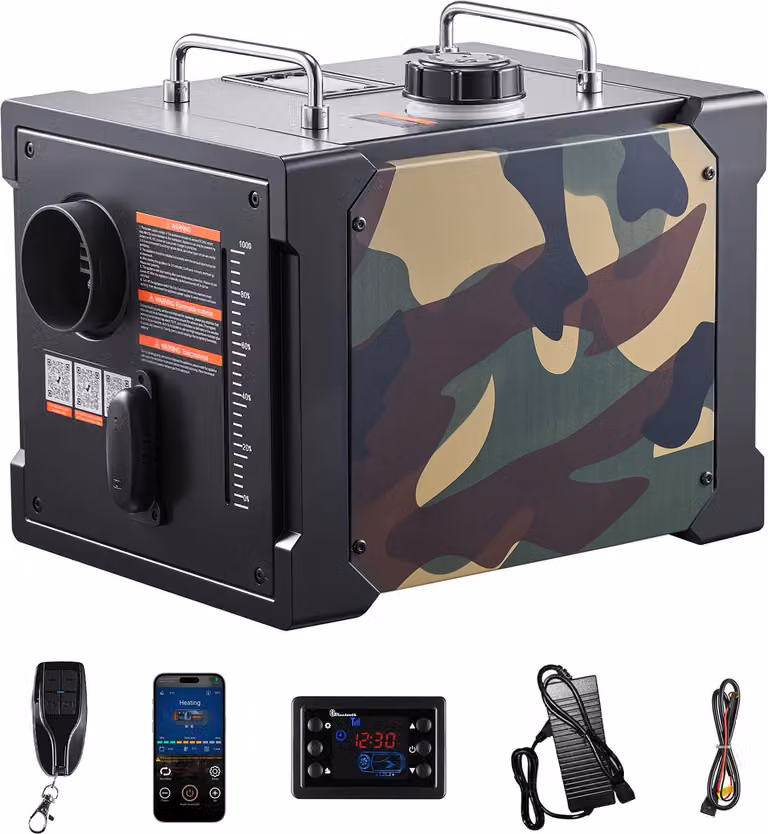 SucceBuy riscaldatore d'aria diesel 8 kW, DC 12 V/24 V, sistema completo portatile con controllo Bluetooth, telecomando e schermo LCD, serbatoio da 7 litri per camion, camper e SUV