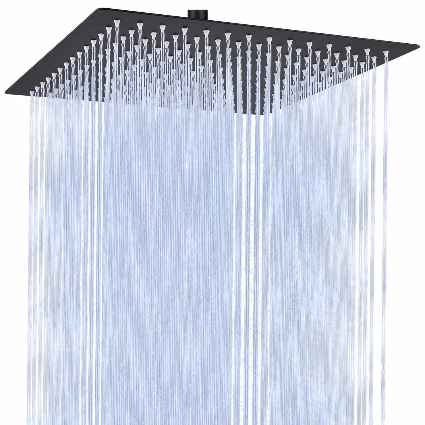 Doccia a pioggia, soffione in acciaio inossidabile, 12 pollici, 30x30 cm, quadrato, nero, 196 getti, regolabile a 360°, montaggio a parete o a soffitto