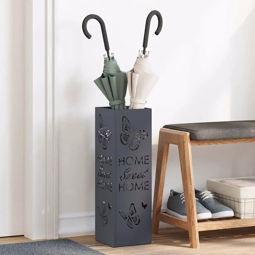 Stand per ombrelli da pioggia vidaXL in metallo colore antracite L/P/H: 15,5 x 15,5 x 49 cm
