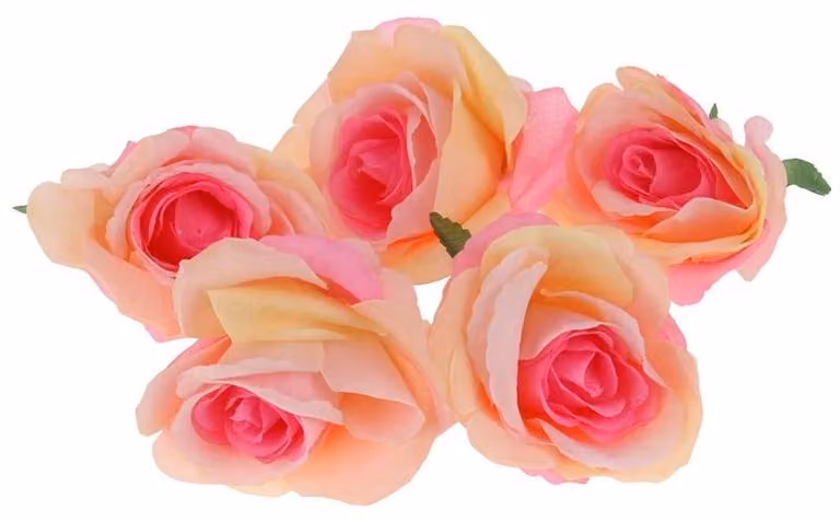 Rosenkopf, fiori artificiali per composizioni e decorazioni, confezione da 5 pezzi - arancione-rosa
