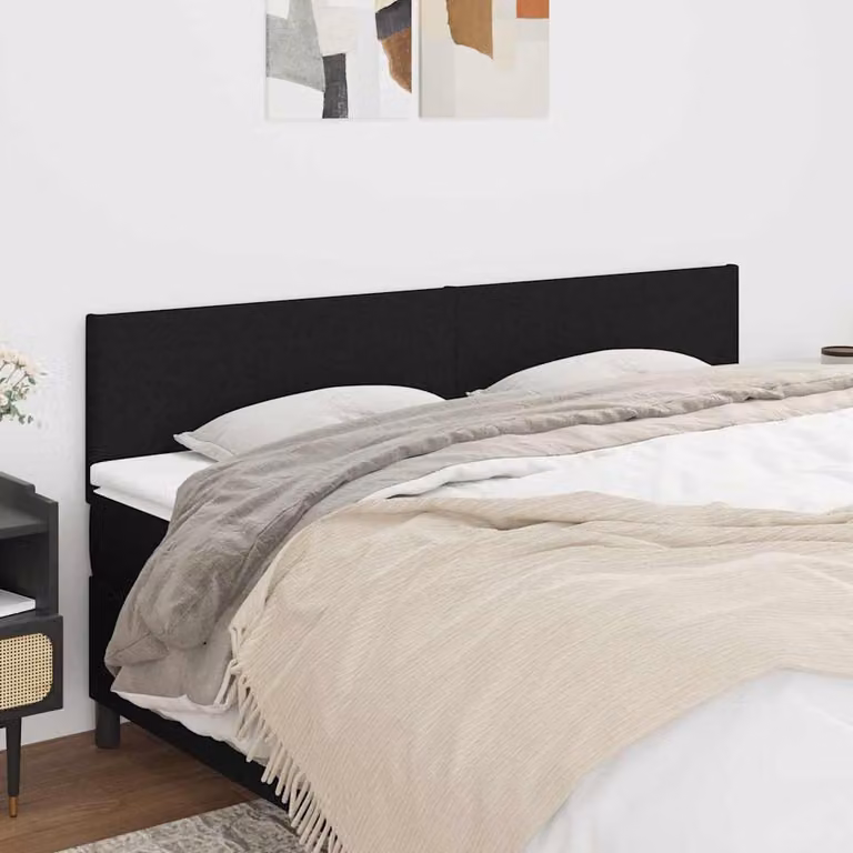 Testiera per letto vidaXL in tessuto nero con struttura in legno L: 160 cm, P: 5 cm, H: 78-88 cm