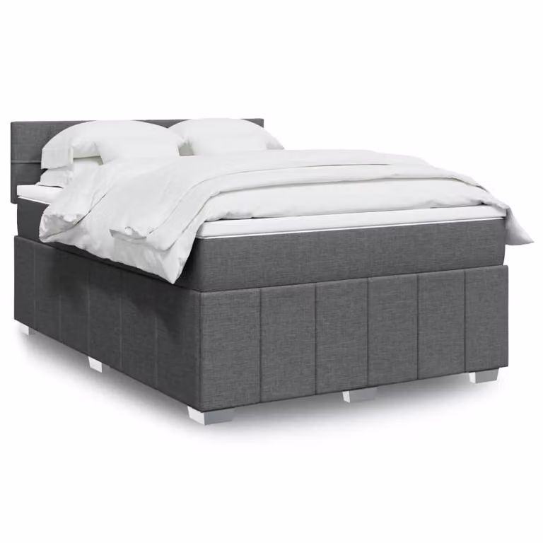 vidaXL Letto Ibrido con Materasso a Molle Insacchettate Grigio e Bianco L/P/H: 140 x 190 x 25 cm