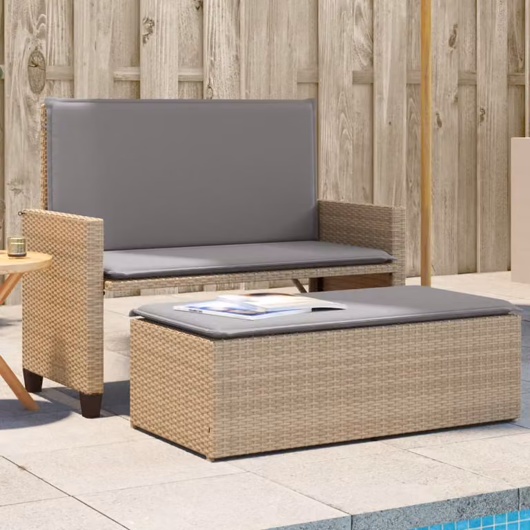 vidaXL Panca da Giardino Moderna in Polyrattan con Cuscini Beige e Grigio