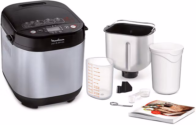Macchina del pane Moulinex Pain et Delice OW240E20 da 600W per fino a 1 kg, Silver e Black