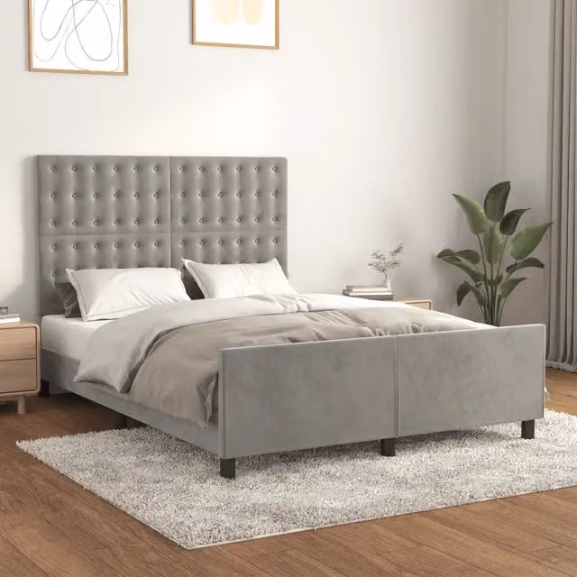 Giroletto senza Materasso Grigio Chiaro 140x200 cm Velluto 3126001