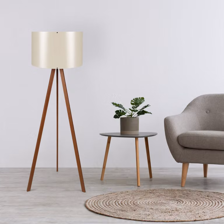 Opviq, AYD- AYDAXL, colore naturale, marrone, lampada da terra, 38 x 140 cm, 70% MDF / 30% PVC - tessuto
