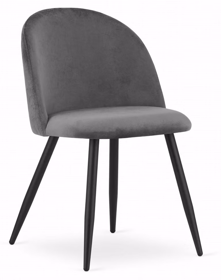 Sedia di design Bello in velluto grigio scuro e gambe nere