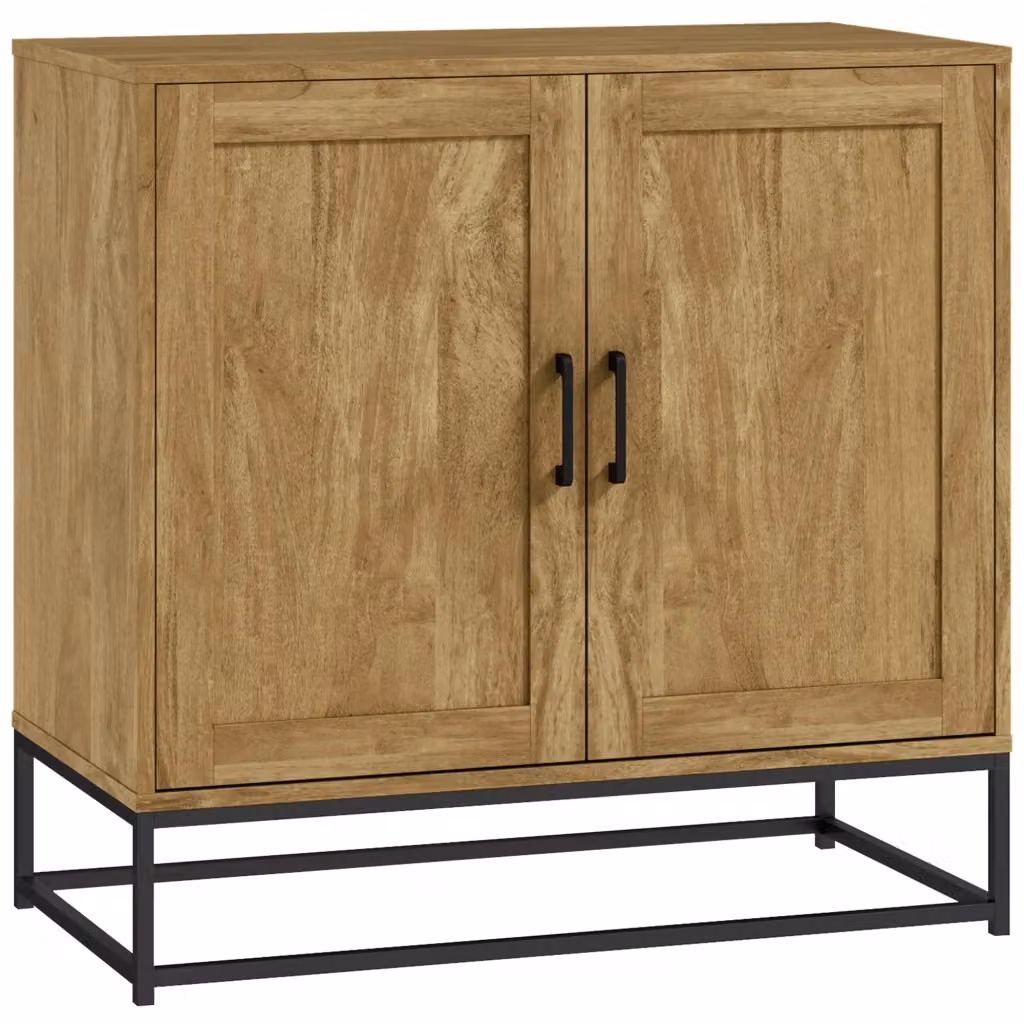 Tavolo da soggiorno Minimal in legno e metallo, marrone e nero, L 80 cm x P 40 cm x H 78 cm – 2