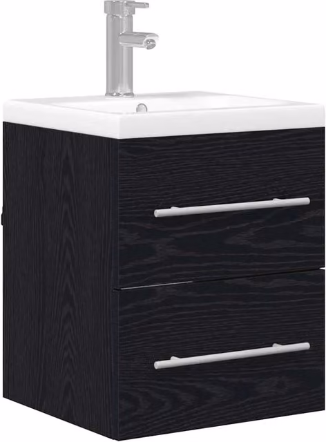 Mobile Lavabo | Armadio per Lavabo da Bagno Rovere Nero 41 x 38,5 x 48 cm