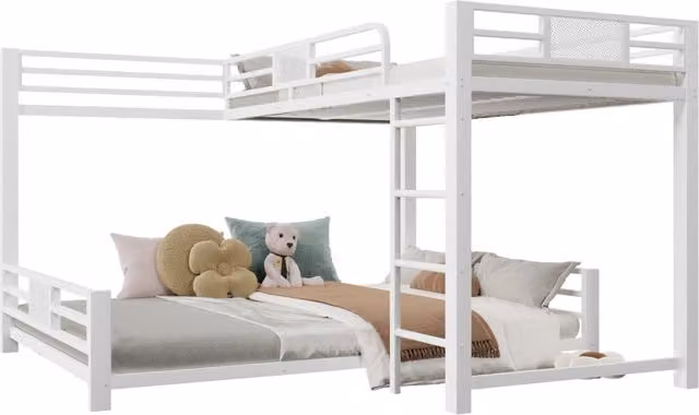 Letto a castello REDOM in metallo bianco per adulti L/P/H: 200 x 140 x 151 cm
