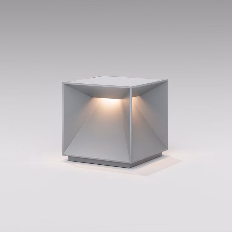 Lampada da tavolo a batteria a LED Sigor Nutalis IP54 a forma di cubo Flex Mood 2700/2200K grigio nebbia