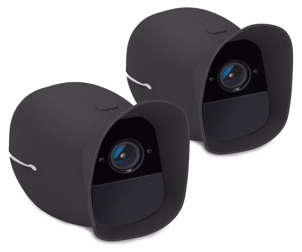 kwmobile 2x Custodia protettiva per Arlo Pro / Pro 2 - Custodia intelligente - Custodia in silicone per telecamera di sorveglianza - Copertura parasole - Custodia per telecamera, nera