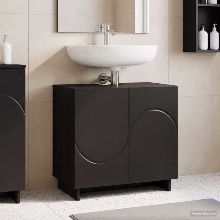 Mobile da bagno moderno vidaXL in legno ingegnerizzato nero L 60 x P 41 x H 58 cm