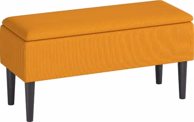 Panca fondoletto HOMCOM in poliestere e legno per camera da letto e ingresso, L: 95 cm, P: 38 cm, H: 45 cm, Grigia e Nera – 1