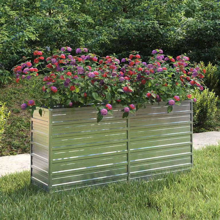 Letto rialzato da giardino vidaXL in acciaio zincato argento L: 160 cm, P: 40 cm, H: 77 cm