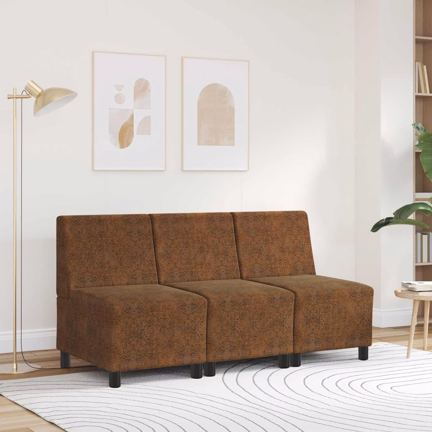 Sedia senza braccioli vidaXL in similpelle scamosciata marrone L: 55 cm, P: 74 cm, H: 82 cm