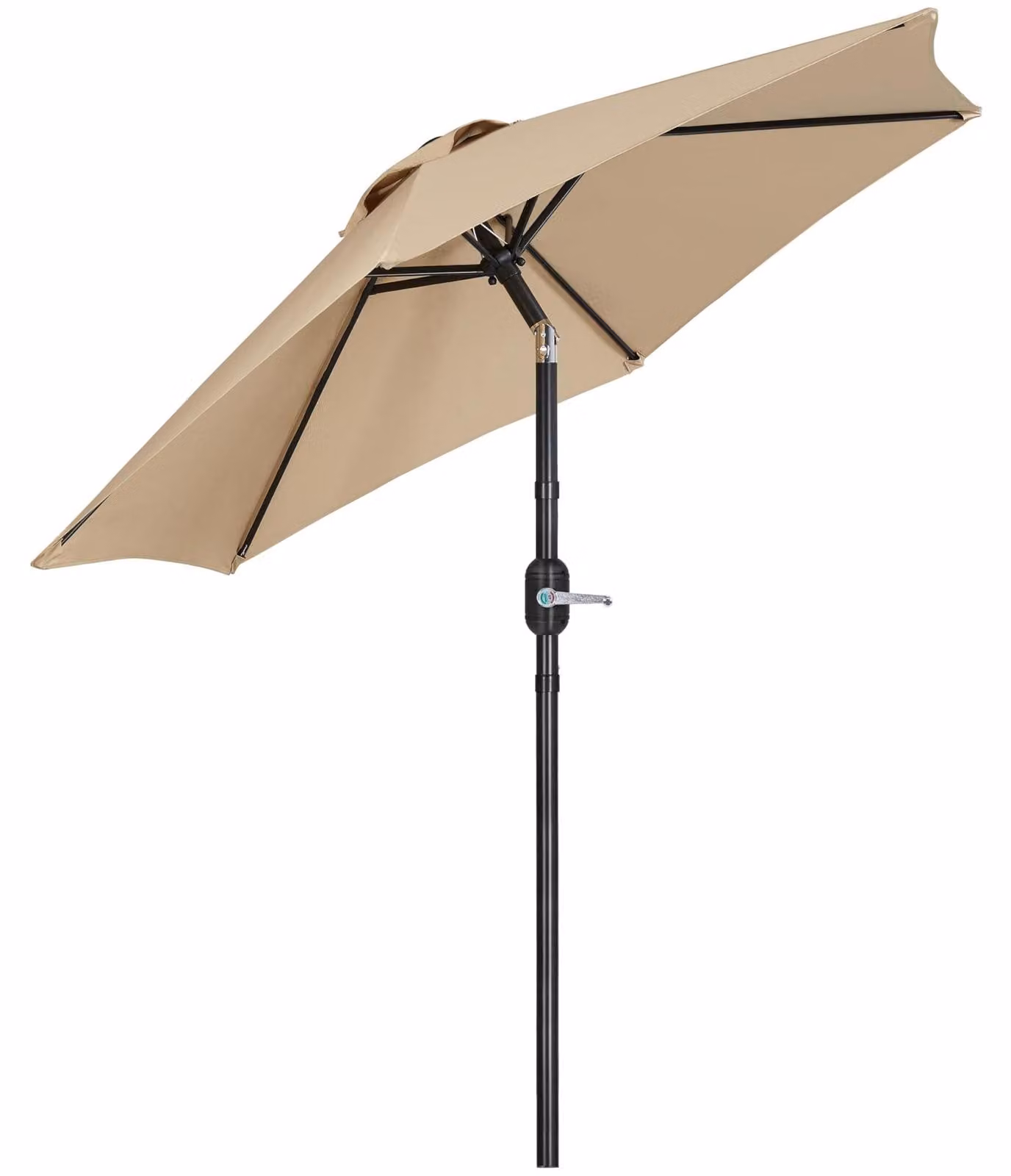 Ombrellone da giardino rotondo inclinabile - 226 cm - Manovella - UPF 50+ - Marrone chiaro