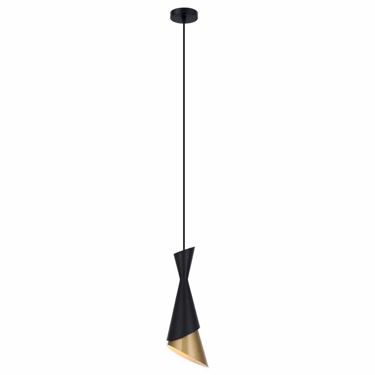 Italux Malia, lampada a sospensione moderna in nero PND-85949-1 BK+GD