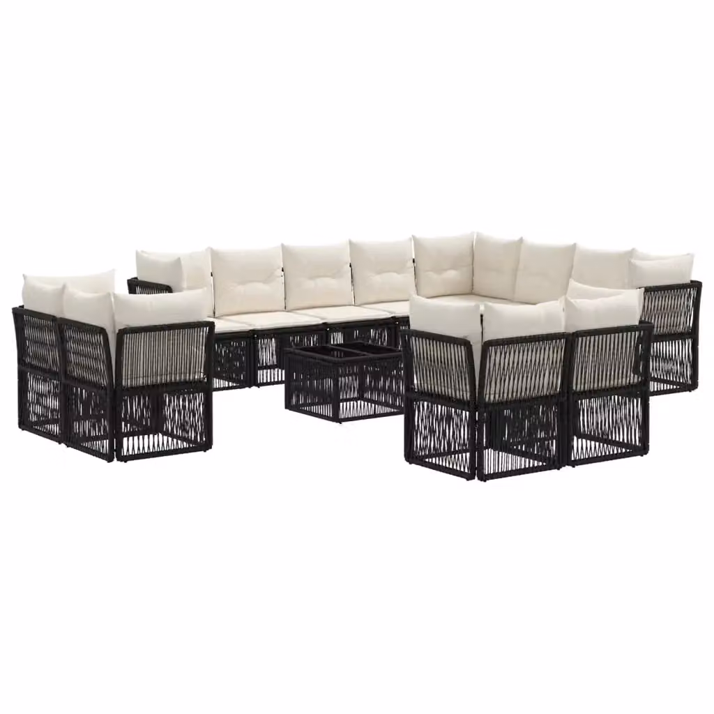 Set Divano da Giardino a L vidaXL Nero con Cuscini e Tavolino da Esterno in Polyrattan e Metallo – 2