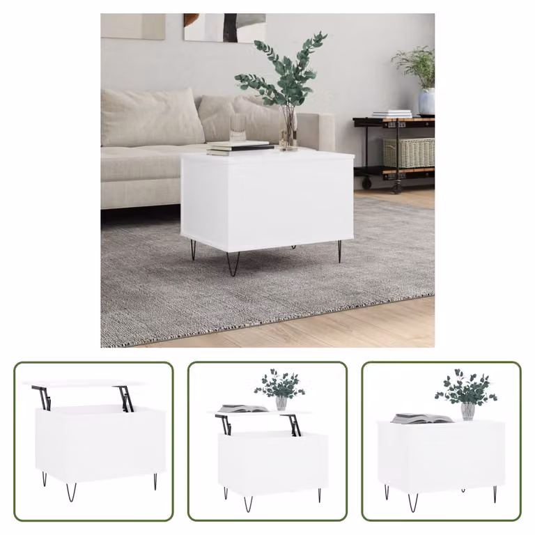 Tavolino The Living Store bianco 60x44,5x45 cm in materiale ligneo
