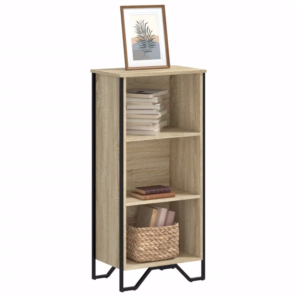 Libreria moderna vidaXL in legno e metallo, colore beige e marrone, L 50 cm x P 31 cm x H 106 cm