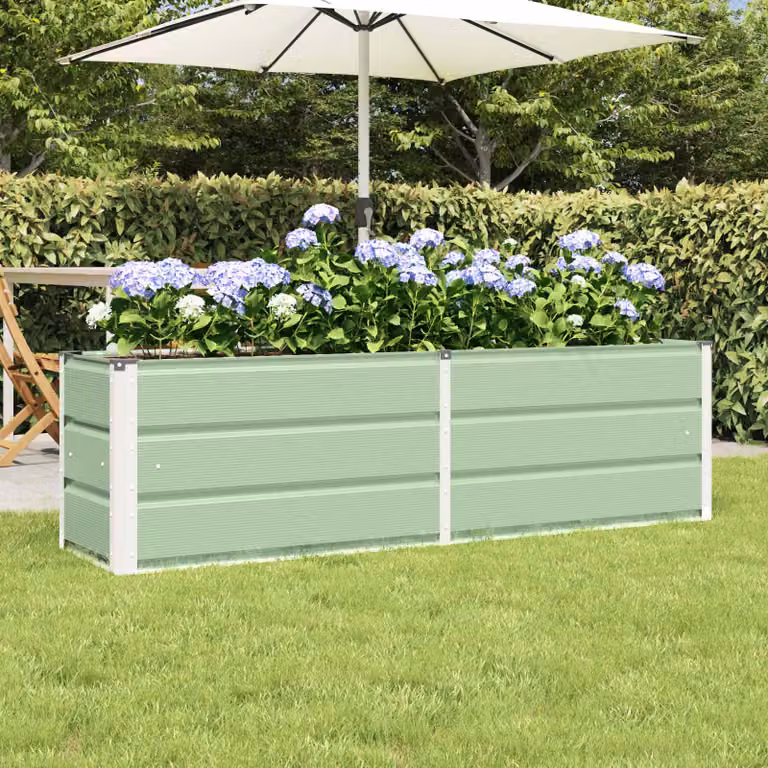 Fioriera verde vidaXL in acciaio e plastica L: 160 cm, P: 40 cm, H: 45 cm