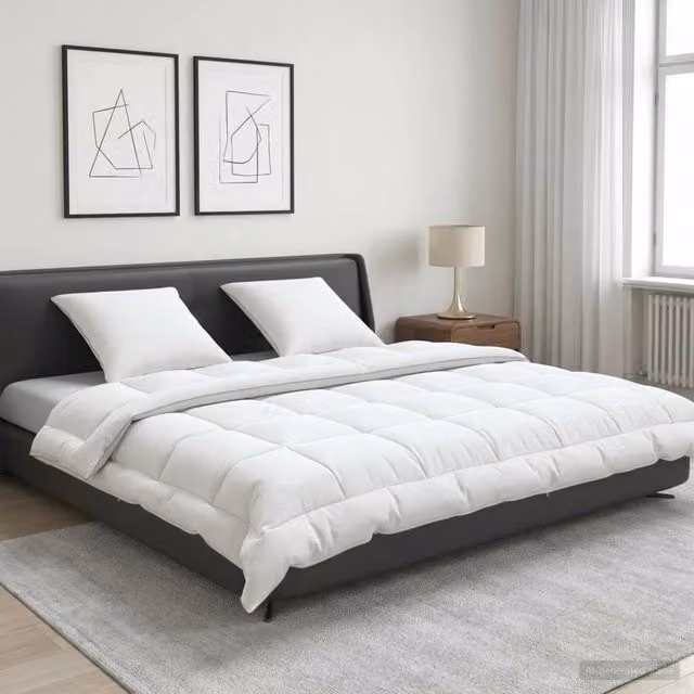 Set di piumone e cuscini 3 pz vidaXL in lana e microfibra, ideale per l'estate, bianco, L 200 x P 240 cm – 1