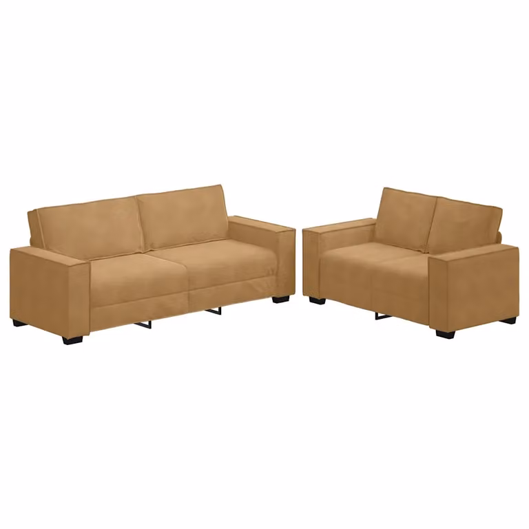 Set di 2 divani moderni vidaXL in velluto marrone e beige con cuscini inclusi