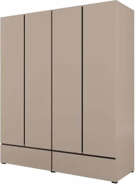 Armadio HAVANA 180 cm – Beige e nero – 4 porte e 2 cassetti – Eleganza moderna e grande capacità di stoccaggio