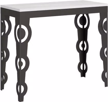Consolle allungabile Itamoby Karamay Evolution con telaio in metallo Antracite e piano Bianco Frassino, L/P/H: 90 x 40 x 77 cm (estendibile fino a 300 cm) – 1