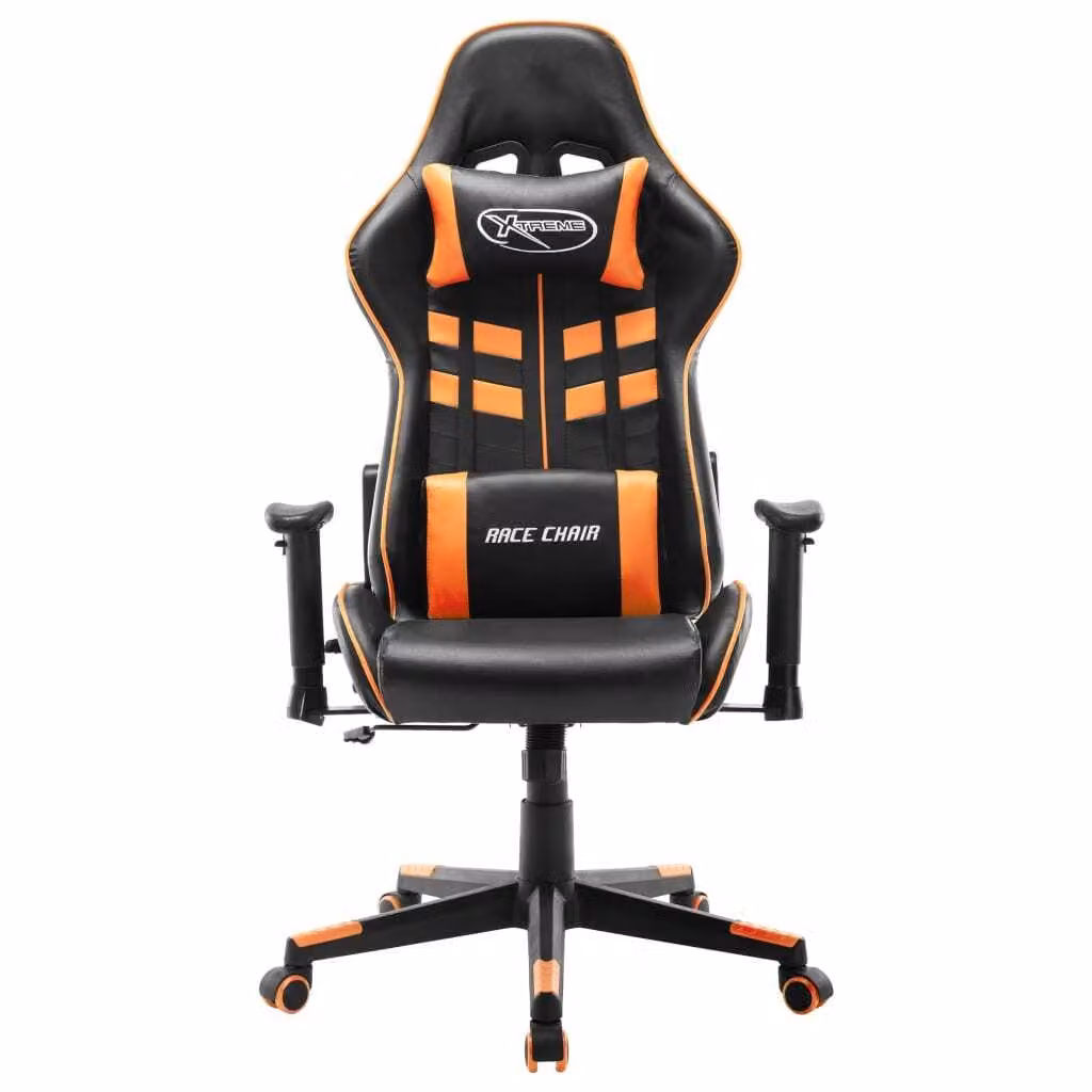 Sedia da Gaming Nera e Arancione in Pelle finta