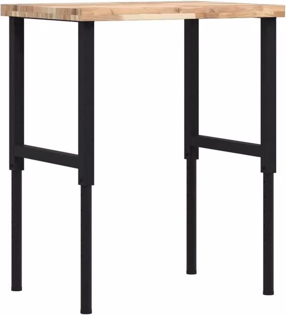 Banco Lavoro Rettangolare in Legno di Faggio CFW3633137 con Altezza Regolabile, Colore Marrone e Nero, L: 80 cm, P: 60 cm, H: 73-99,5 cm