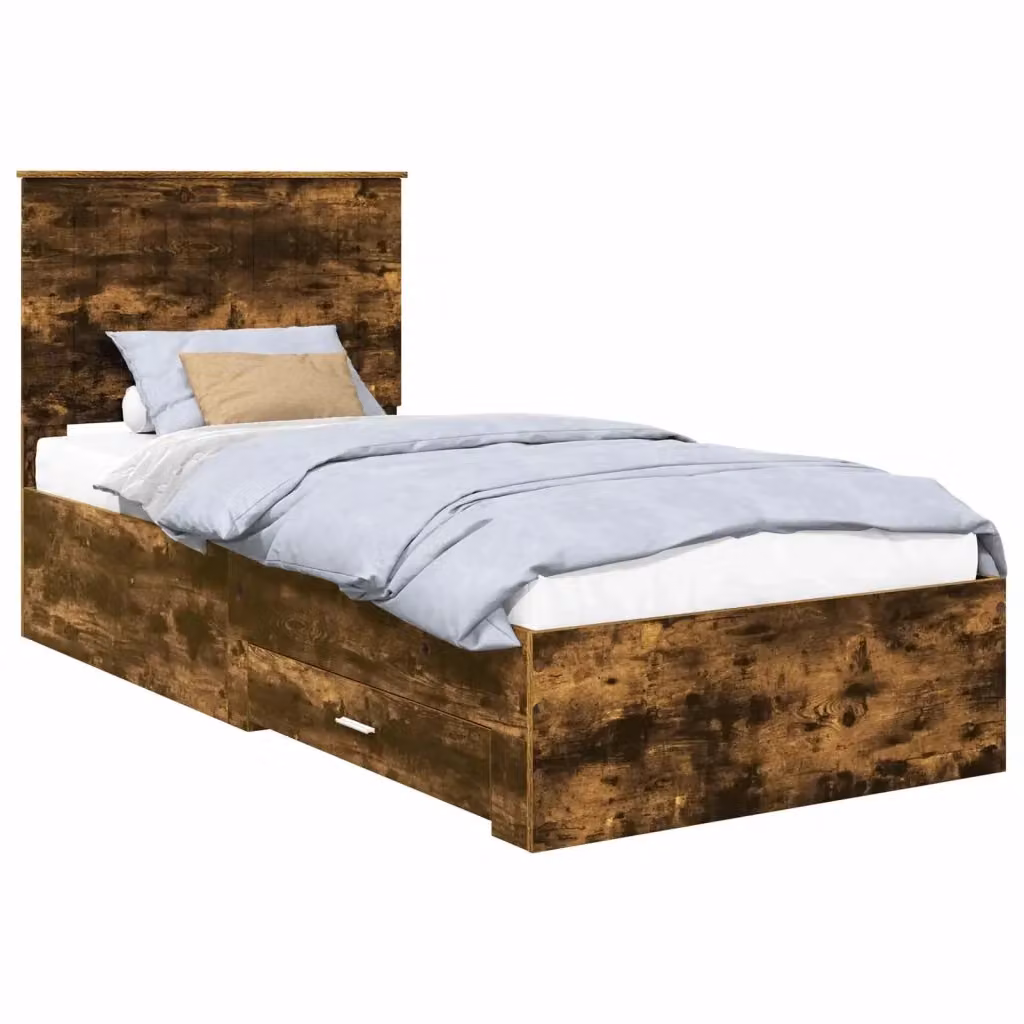 Struttura letto con cassetto vidaXL in legno Rovere fumé 90 x 190 cm – 2