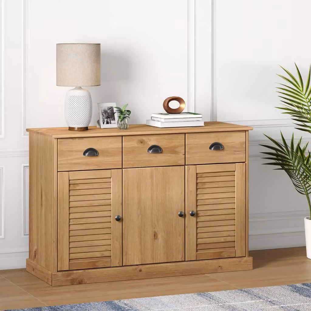 Credenza con cassetti VIGO vidaXL in legno massello di pino cerato marrone L: 113 cm, P: 40 cm, H: 75 cm