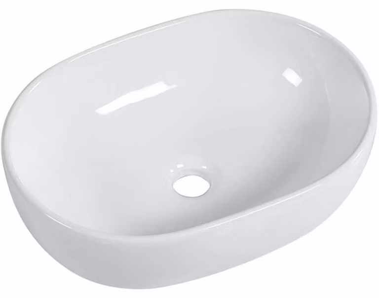 CERANO - Lavabo in Vetroceramica Deno - da appoggio - bianco lucido - 48x35 cm