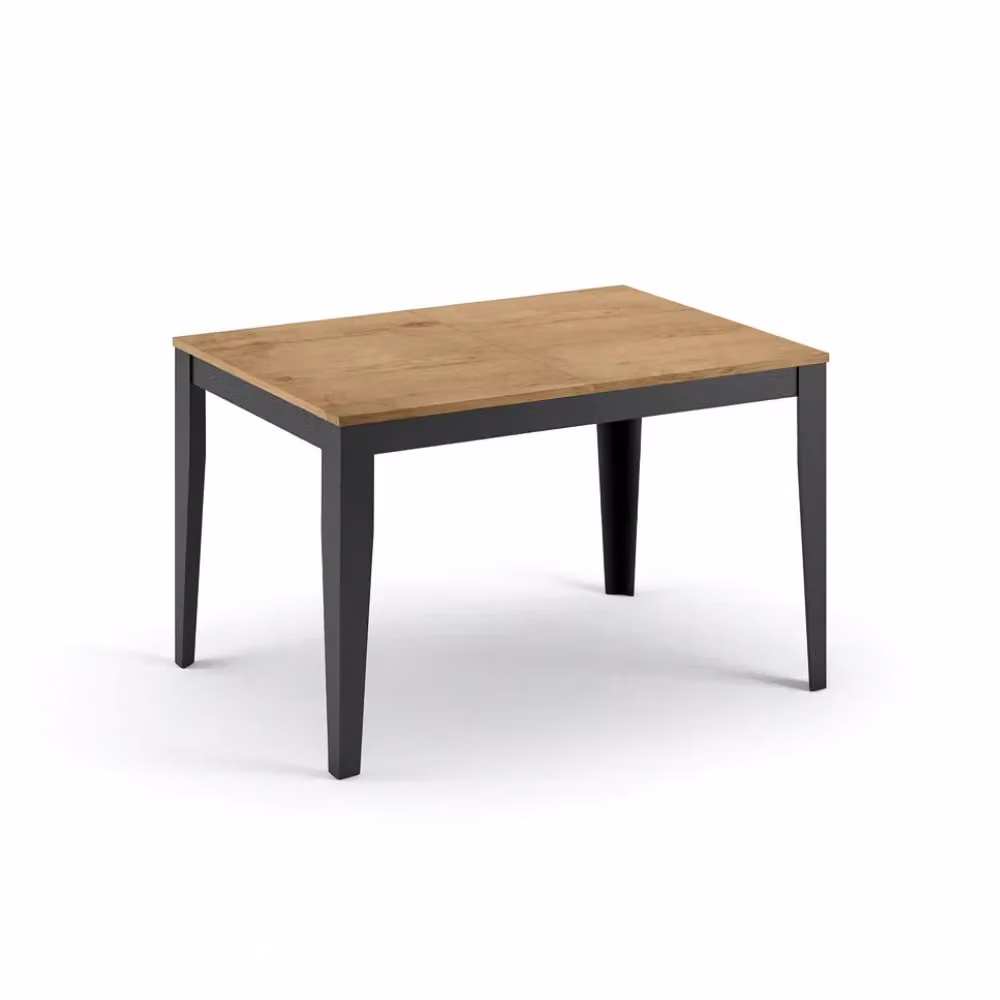 Tavolo da pranzo allungabile Moon Duzzle effetto rovere naturale e nero, rettangolare con quattro gambe, L/P/H: 156-316 x 90 x 76 cm – 2