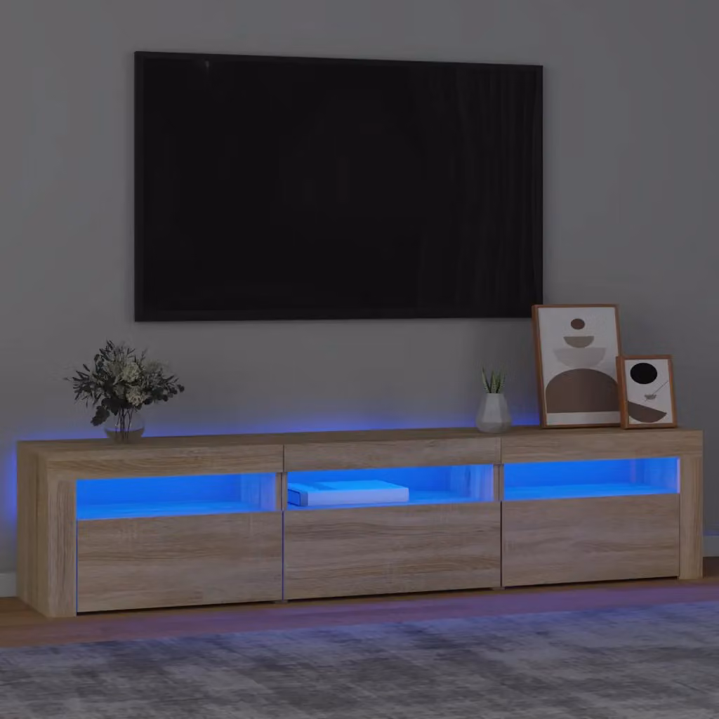 vidaXL Mobile Porta TV con Luci LED integrate in Rovere Sonoma, L 180 cm x P 35 cm x H 40 cm