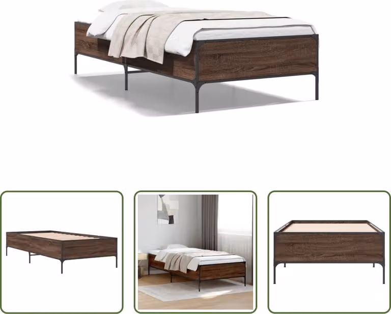 The Living Store Struttura letto in rovere marrone 90x190 cm Materiale legno Metallo