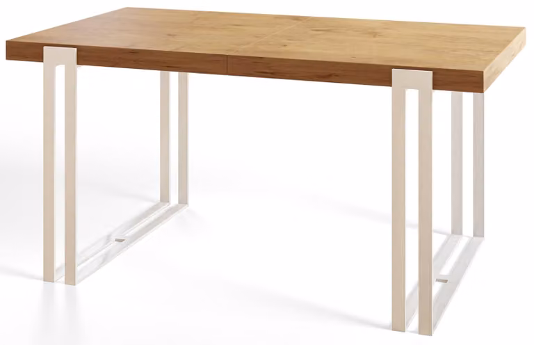 Tavolo da pranzo rettangolare rosa, tavolo da salotto moderno 160x90x77 cm, Lancelot con gambe in metallo bianco